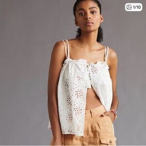 NWT Anthropologie MAEVE White Eyelet Tank Top